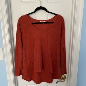 Sun & Shadow High Low Waffle Style Top